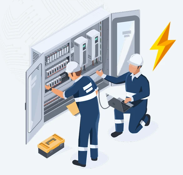 Techniciens assurant la maintenance d’une installation électrique